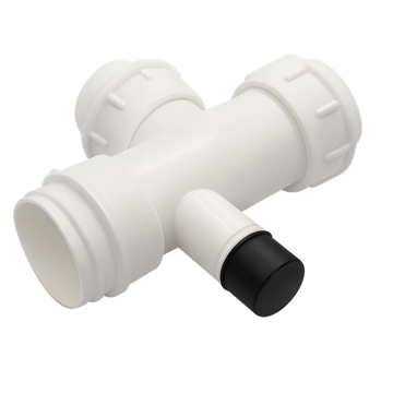 Slika Plastični T komad Ø40 Texo sa priključkom za veš mašinu S00137